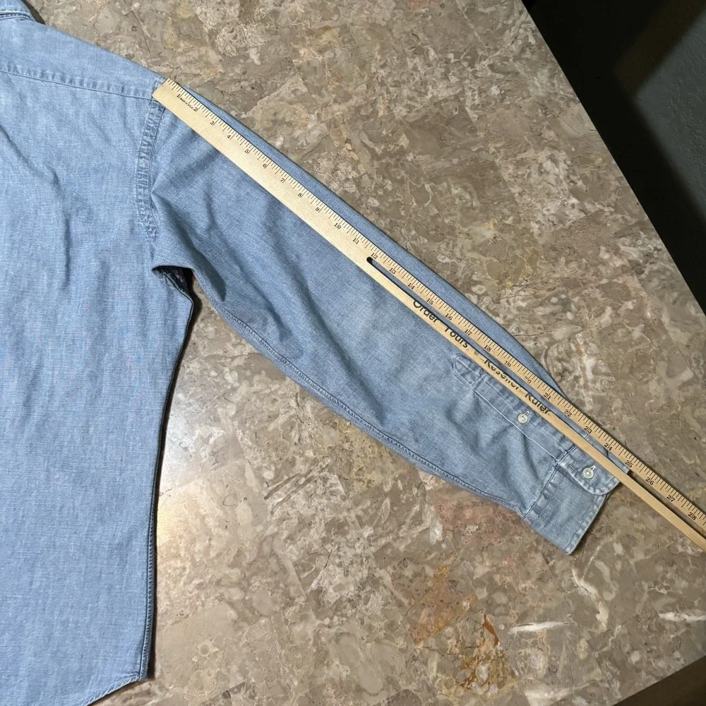 Polo Ralph Lauren Shirt Mens Large Classic Blue Chambray Long Sleeve Button FAIR